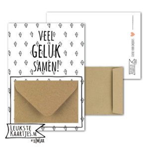 Geldkaart met mini Envelopje -> Geluk - No: 2-2 (Zwart-wit Ruitsteen-Veel geluk samen)