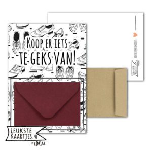Geldkaart met mini Envelopje -> Koop iets te Geks - No: 9-1 (Schoenen-Zwart/wit)