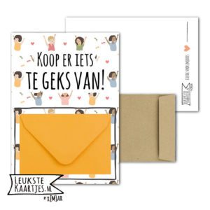 Geldkaart met mini Envelopje -> Koop iets te Geks - No: 6 (Juichende mensen)