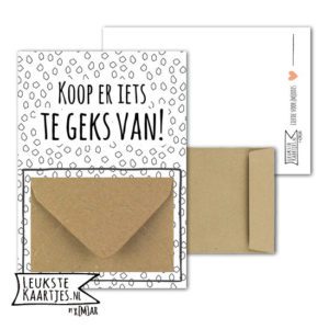 Geldkaart met mini Envelopje -> Koop iets te Geks - No: 2 (Zeshoek)