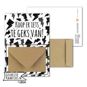Geldkaart met mini Envelopje -> Koop iets te Geks - No: 7-1 (Bliksemschicht Zwart/wit)