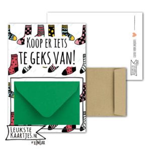 Geldkaart met mini Envelopje -> Koop iets te Geks - No: 5 (Gekleurde Sokken)