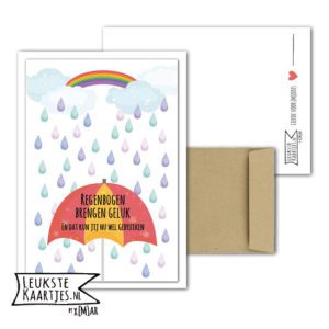 Kaart Steun -> Medeleven - Nr 5 (Wolk-Druppels-Regenboog-Paraplu)