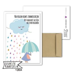 Kaart Steun -> Medeleven - Nr 4-3 (Wolk-Druppels-Paraplu - Na regen komt zonneschijn, blijft niet regenen)