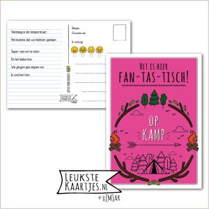 Kaart Op Kamp -> Kaarten Mee - No: 01 - 2 /1 (Fan-tas-tisch op Kamp-Roze)