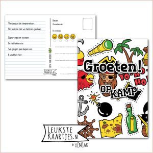 Kaart Op Kamp -> Kaarten Mee – No: 22 -1 /3 (Groeten! Op kamp - Piraat-Gekleurd)