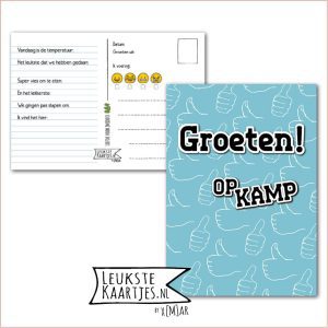Kaart Op Kamp -> Kaarten Mee - No: 21 /3 (Groeten! Op kamp - Duimen-blauw)