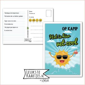 Kaart Op Kamp -> Kaarten Mee - No: 05 - 1 (Het is hier vet-cool - Zon-blij-Wolken-Blauw)