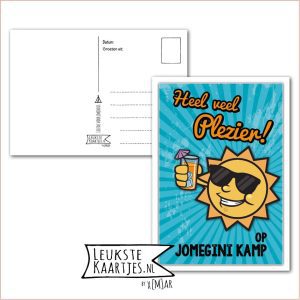 Kaart Op Kamp -> JoMeGiNi - Thuisblijvers No: 05 /1-10 (Heel veel plezier op kamp - Zon met Limonade-blauw)
