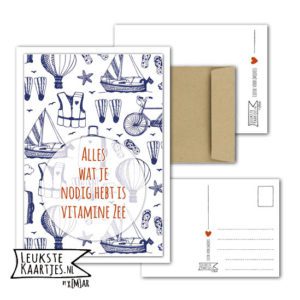 Kaart Strand & Zee -> Nr 05 (Vitamine Zee-Boot-Zwemvest-blauw)