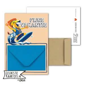 Geldkaart met mini Envelopje -> Vakantie tijd - No: 12 (Leeuw-Surfplank)