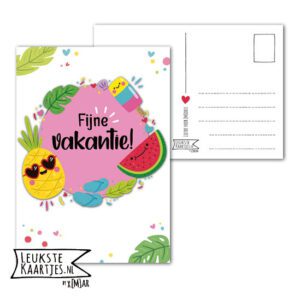 Kaart Vakantie tijd - No: 03 (Ananas-Meloen-IJsje-Cirkel-roze)