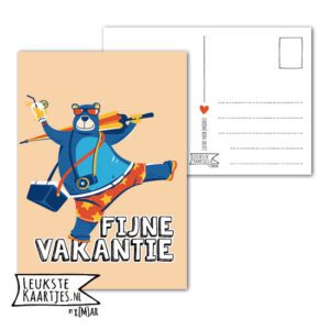 Kaart Vakantie tijd - No: 10 (Beer lopend met drankje)