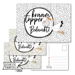 Kaart KraamTopper - No: 02 (grote stippen - zwart-wit/gekleurd)