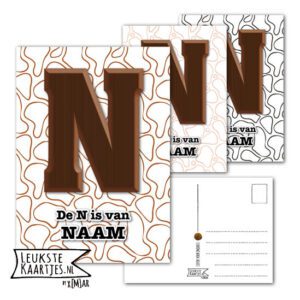 Kaart Sinterklaas - ChocoladeLetters No: 03 (Naam-Figuren, Bruin-Roze-Zwart)