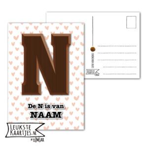 Kaart Sinterklaas - ChocoladeLetters No: 04 (Naam-Harten, Bruin-Roze-Zwart) - Afbeelding 4