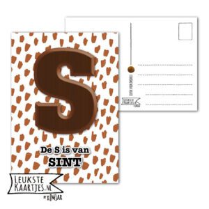 Kaart Sinterklaas - ChocoladeLetters No: 05 (De S is van Sint - Vlekken, Bruin)
