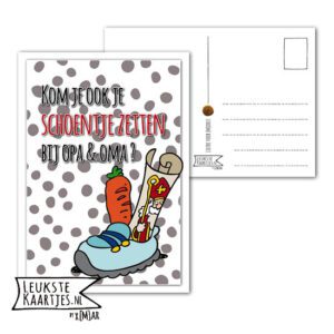 Kaart Sinterklaas -> Schoentje zetten - No: 02 (Kom je ook je Schoen zetten bij opa & oma, schoentje met dots)^