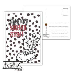 Kaart Sinterklaas -> Schoentje zetten - No: 01-2 (Schoen-stippen-Zwart/wit)