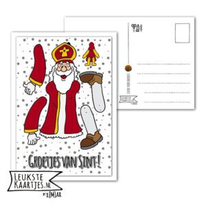 Kaart Sinterklaas -> Knutselwerkje Trekpop Sint - No: 01 (Groetjes-Sint-gekleurd-zwart/wit)^ - Afbeelding 2