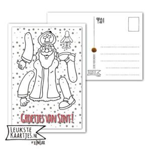 Kaart Sinterklaas -> Knutselwerkje Trekpop Sint - No: 01 (Groetjes-Sint-gekleurd-zwart/wit)^ - Afbeelding 3