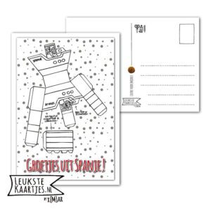 Kaart Sinterklaas -> Knutselwerkje - No: 02 (Groetjes-Spanje-gekleurd-zwart/wit)^ - Afbeelding 3