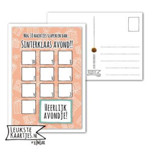 Kaart Sinterklaas -> Aftellen - No: 01-3 (Pakjesavond-Roze)