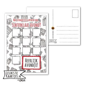 Kaart Sinterklaas -> Aftellen - No: 01-4 (Pakjesavond, Nog 10 nachtjes slapen en dan... - Zwart/wit)^