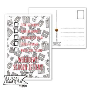 Kaart Sinterklaas -> Checklist - No: 03 (Schoen zetten-zwart/wit-kadootjes)