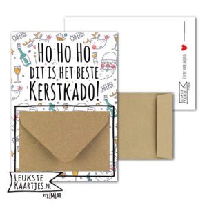 Geldkaart met mini Envelopje -> Kerst - No: 05 (Cheers-HoHoHo Dit is het Beste KerstKado)^