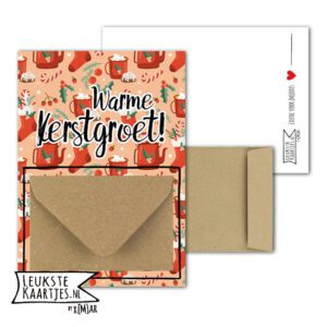 Geldkaart met mini Envelopje -> Kerst - No: 01-1 (Warme chocolademelk, Warme Kerstgroet)^