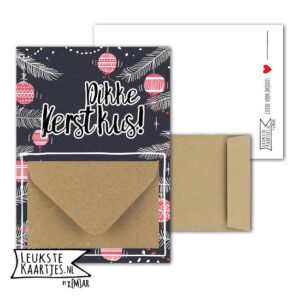 Geldkaart met mini Envelopje -> Kerst - No: 08-2 (Kersttakken-zwart, Kus)^