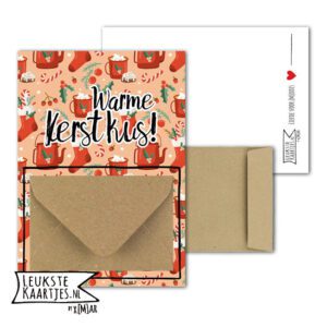 Geldkaart met mini Envelopje -> Kerst - No: 01-2 (Warme chocolademelk, Warme Kerstkus)^