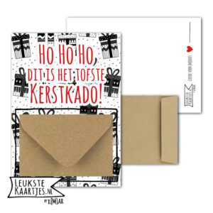 Geldkaart met mini Envelopje -> Kerst - No: 03-2 (Kadootjes-HoHoHo Dit is het Tofste Kerstkado-zwart-rood)^