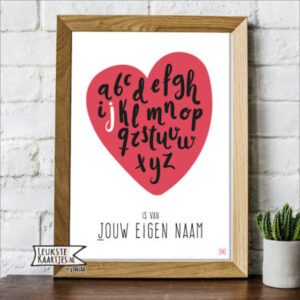 Poster Hart Alfabet - Gepersonaliseerd -> No: 01 (Hart-Rood)