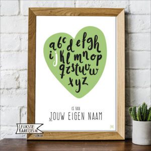Poster Hart Alfabet - Gepersonaliseerd -> No: 05 (Hart-Groen)
