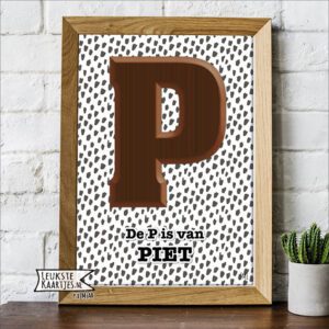 Poster Sinterklaas - ChocoladeLetters No: 02 (Piet-Vlekken, Bruin-Roze-Zwart)