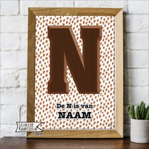 Poster Sinterklaas - ChocoladeLetters No: 04 (Naam-Vlekken, Bruin-Roze-Zwart)