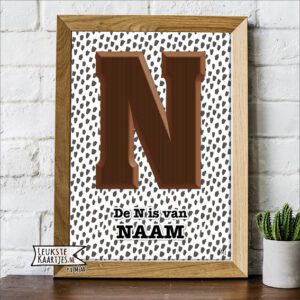 Poster Sinterklaas - ChocoladeLetters No: 05 (Naam-Harten, Bruin-Roze-Zwart)