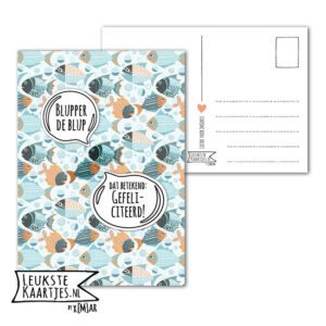 Kaart Verjaardag -> Nr 14 (Blupper de blup-Gefeliciteerd-Vissen)