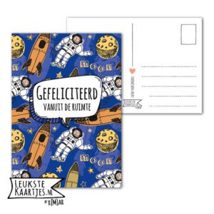 Kaart Verjaardag -> Nr 09 (Gefeliciteerd-ruimte-blauw)