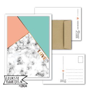 Kaart Liefde -> Nr 05 (LOVE-Marmer-vlak roze groen)