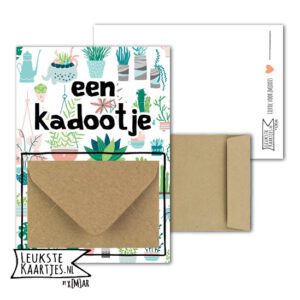 Geldkaart met mini Envelopje -> Kadootje - No:07 (Planten-met-olifantje)^