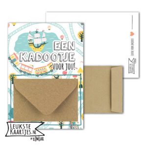 Geldkaart met mini Envelopje -> Kadootje - No:11 (Weggetje-piratenboot)^
