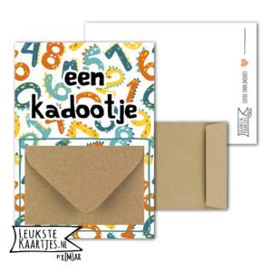 Geldkaart met mini Envelopje -> Kadootje - No:12-2 (Dino cijfers-Gekleurd)^