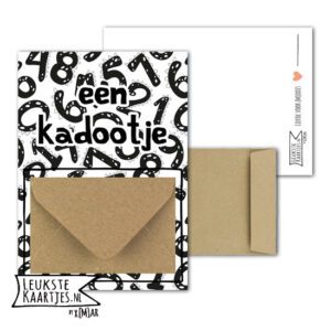 Geldkaart met mini Envelopje -> Kadootje - No:12-1 (Dino cijfers-Zwart/Wit)^