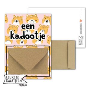 Geldkaart met mini Envelopje -> Kadootje - No:17-2 (Tijgertjes-Roze)^