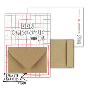 Geldkaart met mini Envelopje -> Kadootje - No:01-3 (Handdraw Ruit-Roze)^