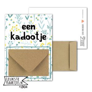 Geldkaart met mini Envelopje -> Kadootje - No:04 (Bloementjes-wit)^