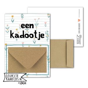Geldkaart met mini Envelopje -> Kadootje - No:05 (Bloementjes-met tape-lijnen)^
